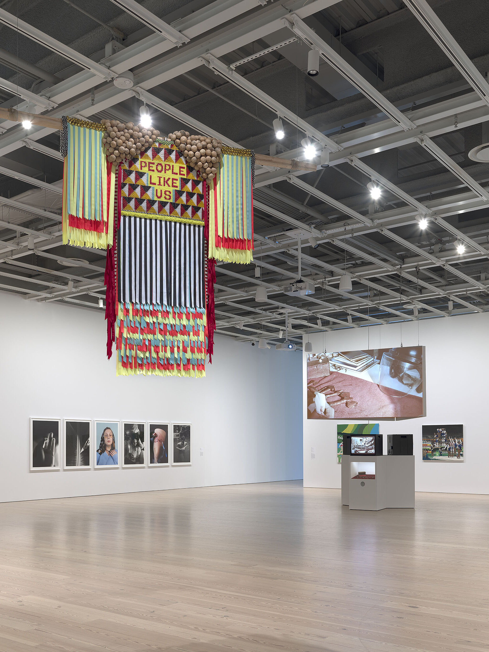 An installation view of artworks in a gallery.