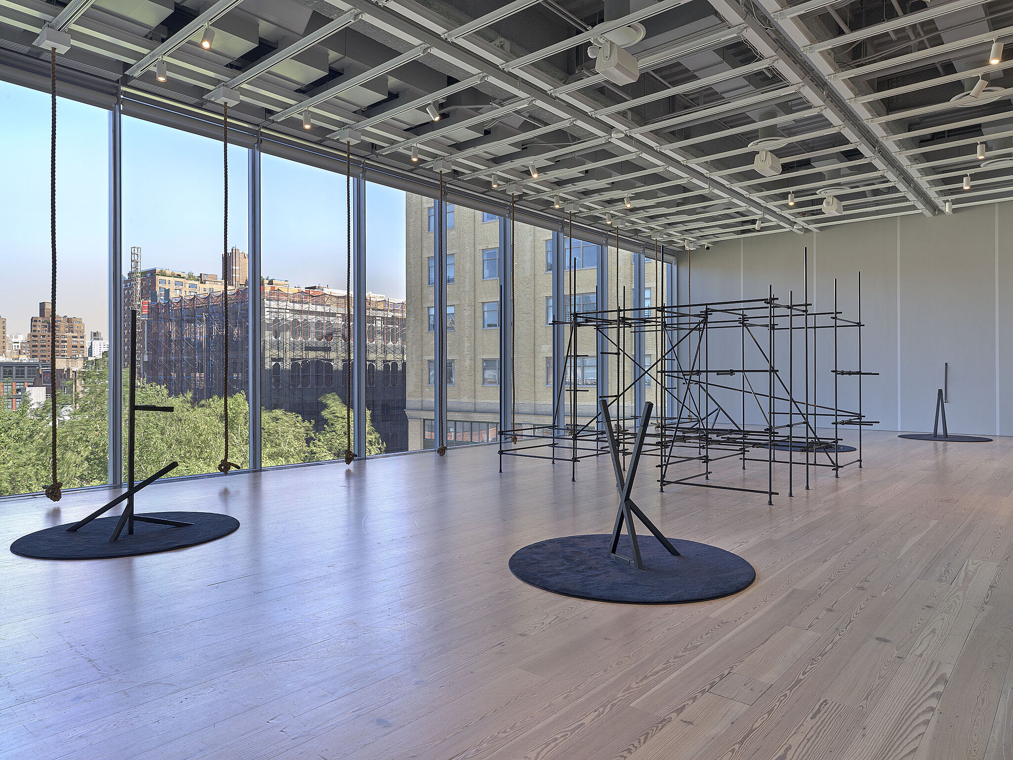 An installation view of artworks in a gallery.