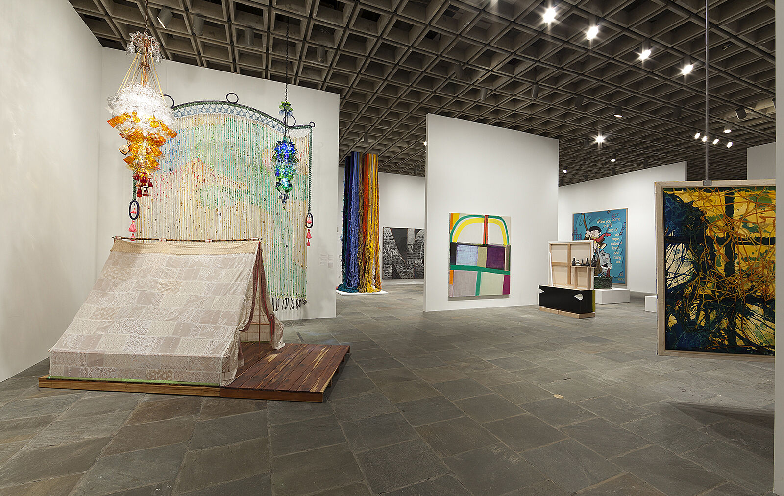 A gallery filled with works of art.