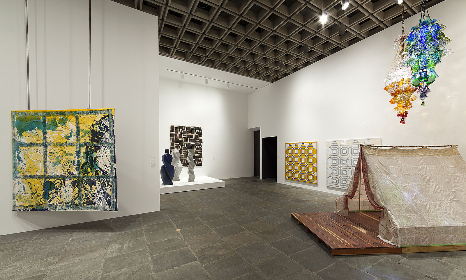 A gallery filled with works of art.